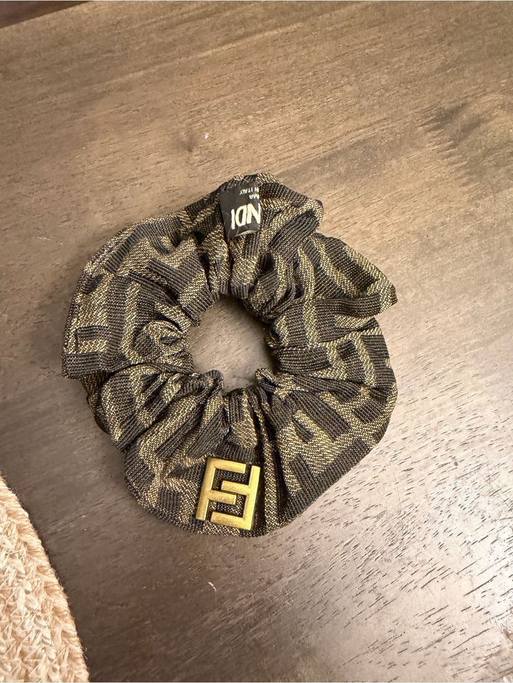 Fendi Brown and Gold gwp Scrunchie